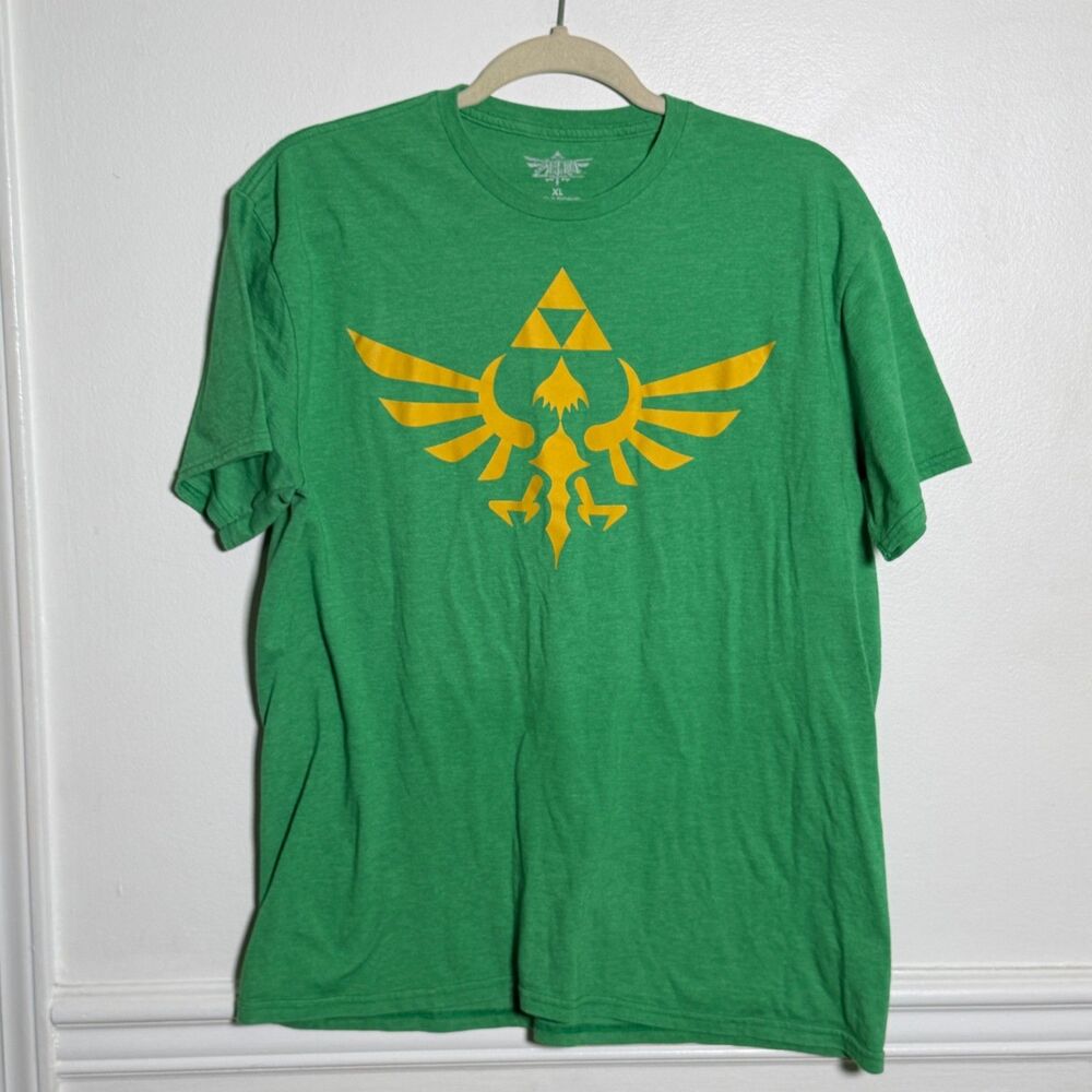 Legend of Zelda Hylian Crest Triforce T Shirt Men's XL Green Nintendo Gamer